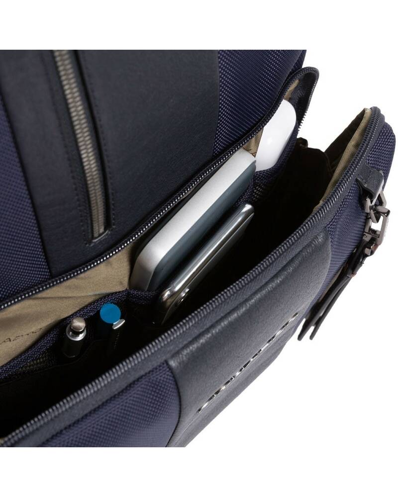 Piquadro BagMotic Zaino iconico all-tech in pelle e tessuto, Blu Navy