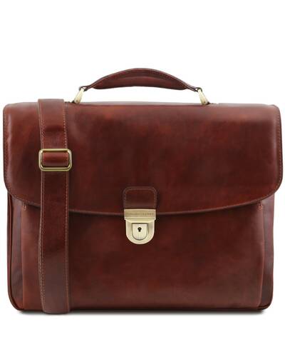 Tuscany Leather Alessandria - Cartella Porta notebook TL SMART multiscomparto in pelle Marrone - TL142067/1