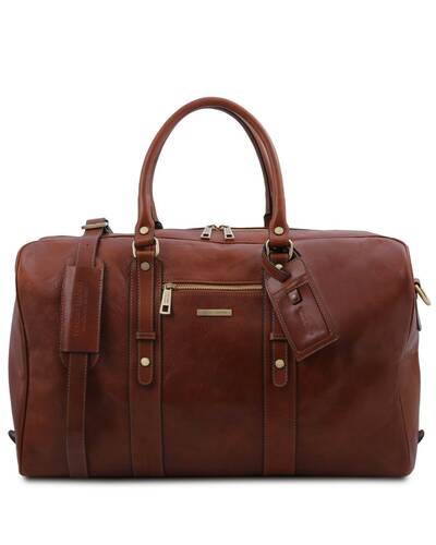 Tuscany Leather TL Voyager - Leather travel bag with front pocket Brown - TL142140/1