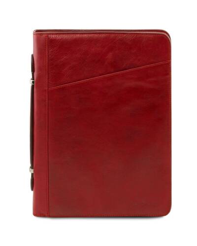 Tuscany Leather - Costanzo - Esclusivo portadocumenti in pelle con anelli e manico Rosso - TL141295/4