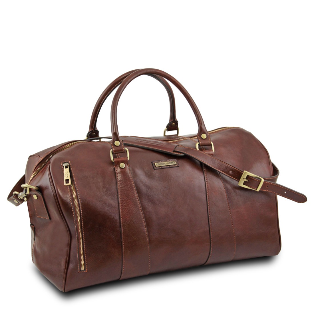 Tuscany Leather TL Voyager - Travel leather bag with side pockets Colour  Dark Brown