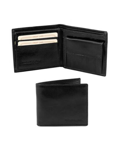 Tuscany Leather Exclusive 3 fold leather wallet for men Black - TL141377/2