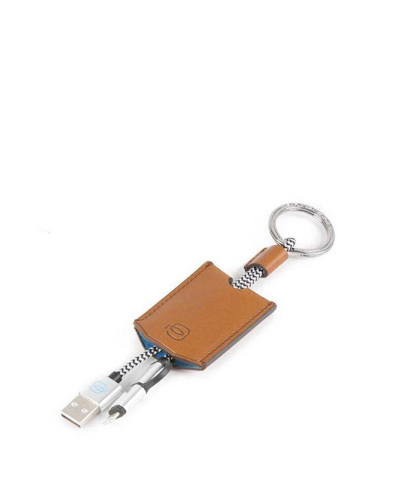 Piquadro BagMotic - Portachiavi in pelle con cavo USB, micro-USB e  lightning Colore Blu